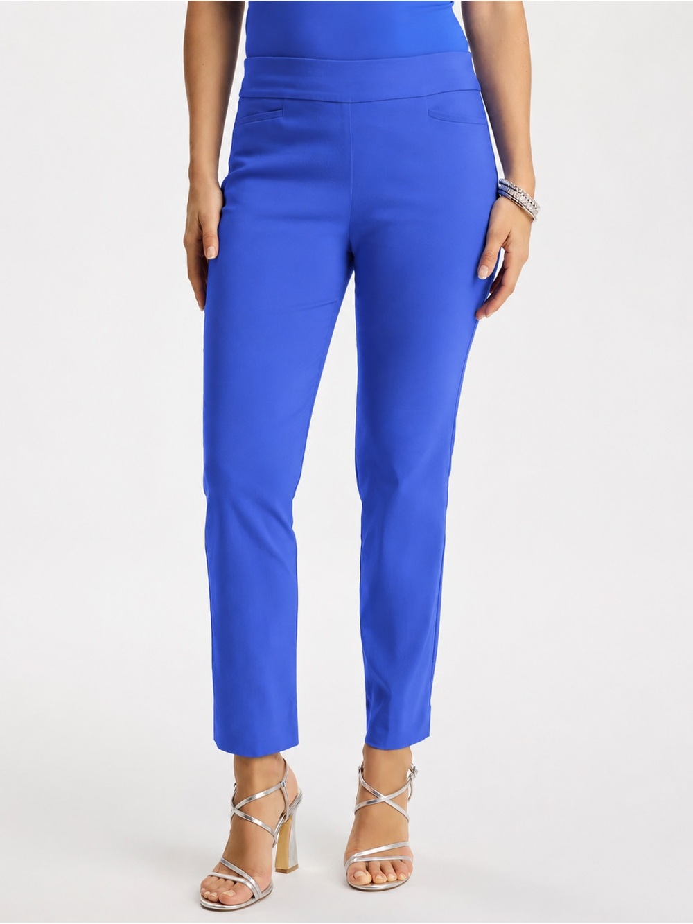 Chico’s Brigitte Slim Leg Blue Pull On Size 14 Chico 2.5 Office Career Wear